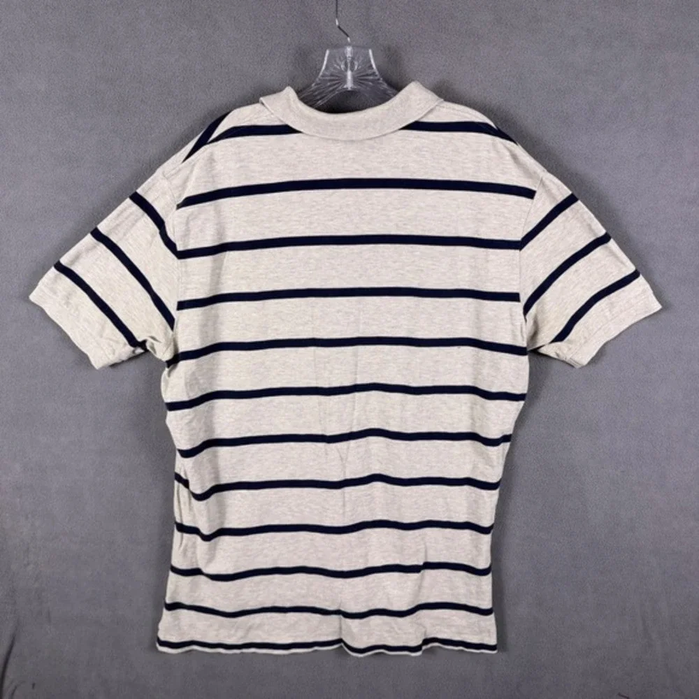Vintage Polo Ralph Lauren Mens Polo‎ Shirt XL Gray & Navy Stripes Long Tail